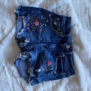 American Eagle Floral Ripped Shorts